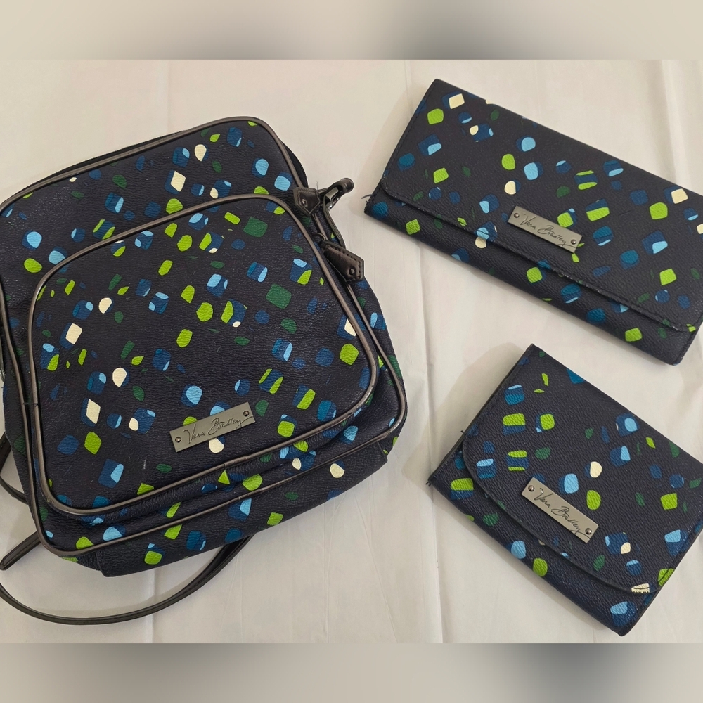 NWOT Vera Bradley 3 pc Retired Set! Crossbody Bag, Trifold Wallet & Petit Wallet